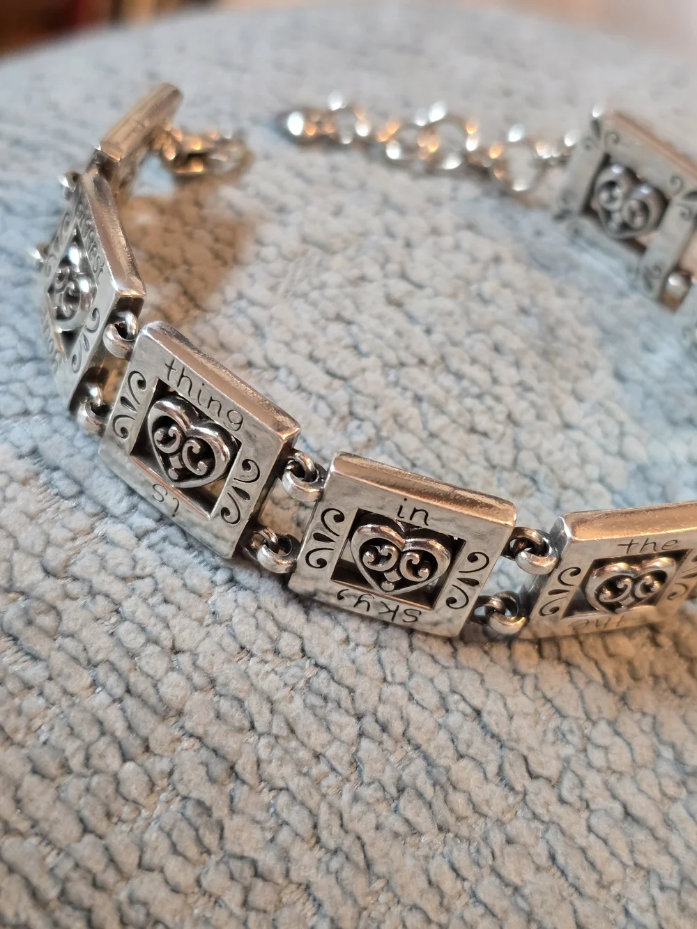 Brighton Retired Go Red AwarenessSilver & Red Heart Link Block Bracelet 8
